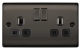 BG  Nexus Metal, 13A Double Switched Socket in VARIOUS COLOURS