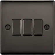 BG  Nexus Metal , 20A 16AX Triple Switch, 2 Way in VARIOUS COLOURS