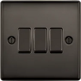BG  Nexus Metal , 20A 16AX Triple Switch, 2 Way in VARIOUS COLOURS