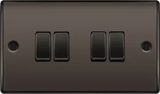 BG Nexus Metal , 20A 16AX Quadruple Switch, 2 Way in VARIOUS COLOURS