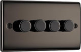 Nexus Metal,  Quadruple Dimmer Switch, 2 Way, Trailing Edge 200W IN VARIOUS COLOURS