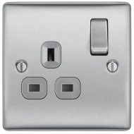 BG  Nexus Metal , 13A Single Switched Socket in VARIOUS COLOURS