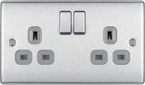 BG  Nexus Metal, 13A Double Switched Socket in VARIOUS COLOURS