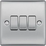 BG  Nexus Metal , 20A 16AX Triple Switch, 2 Way in VARIOUS COLOURS