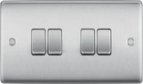 BG Nexus Metal , 20A 16AX Quadruple Switch, 2 Way in VARIOUS COLOURS