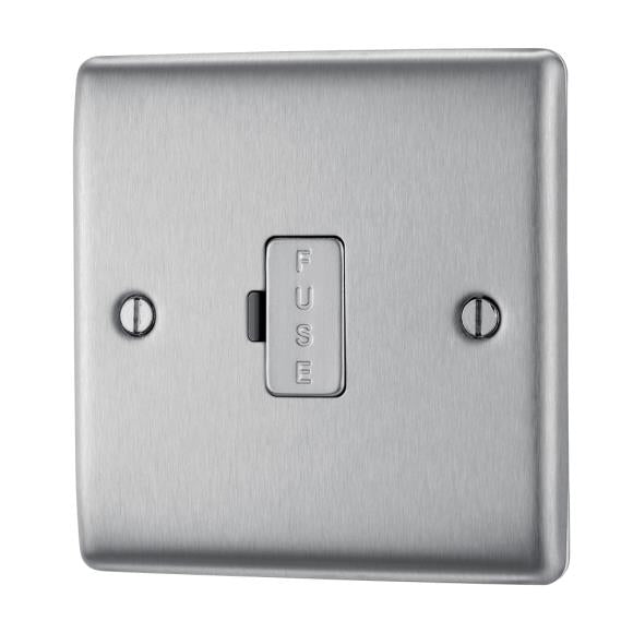 BG NBS54 Nexus Metal Brushed Steel, 13A Unswitched Fused Connection Unit
