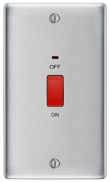 Nexus Metal , 45A Large Plate Double Pole Switch With LED Indicator in VARIOUS COLOURS