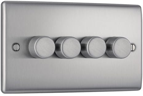 Nexus Metal,  Quadruple Dimmer Switch, 2 Way, Trailing Edge 200W IN VARIOUS COLOURS