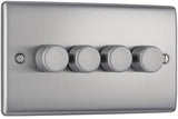 Nexus Metal,  Quadruple Dimmer Switch, 2 Way, Trailing Edge 200W IN VARIOUS COLOURS