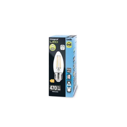 OMNI FILAMENT CANDLE BULB E27 470LM 4.2W COOL WHITE 4000K NON-DIMM 320 BEAM CLEAR INTEGRAL - ILCANDE27NE072