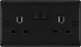 BG  Nexus Metal, 13A Double Switched Socket in VARIOUS COLOURS