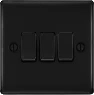 BG  Nexus Metal , 20A 16AX Triple Switch, 2 Way in VARIOUS COLOURS