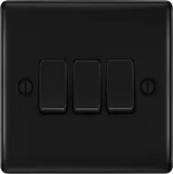 BG  Nexus Metal , 20A 16AX Triple Switch, 2 Way in VARIOUS COLOURS