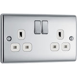 BG  Nexus Metal, 13A Double Switched Socket in VARIOUS COLOURS