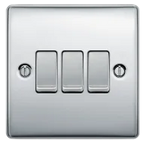 BG  Nexus Metal , 20A 16AX Triple Switch, 2 Way in VARIOUS COLOURS