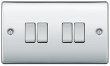 BG Nexus Metal , 20A 16AX Quadruple Switch, 2 Way in VARIOUS COLOURS