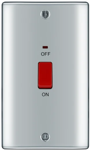 Nexus Metal , 45A Large Plate Double Pole Switch With LED Indicator in VARIOUS COLOURS