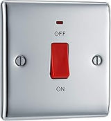 Nexus Metal 45A Square Plate Double Pole Switch With LED Indicator IN VARIOUS COLOURS
