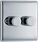 Nexus Metal, Double Dimmer Switch, 2 Way, Trailing Edge 200W - IN VARIOUS COLOURS