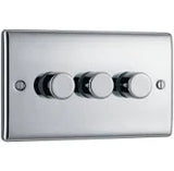 Nexus Metal, Triple Dimmer Switch, 2 Way, Trailing Edge IN VARIOUS COLOURS