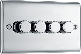 Nexus Metal,  Quadruple Dimmer Switch, 2 Way, Trailing Edge 200W IN VARIOUS COLOURS