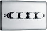 Nexus Metal,  Quadruple Dimmer Switch, 2 Way, Trailing Edge 200W IN VARIOUS COLOURS