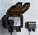 IP66 13A 2G DP Switched Socket with Neons - Black