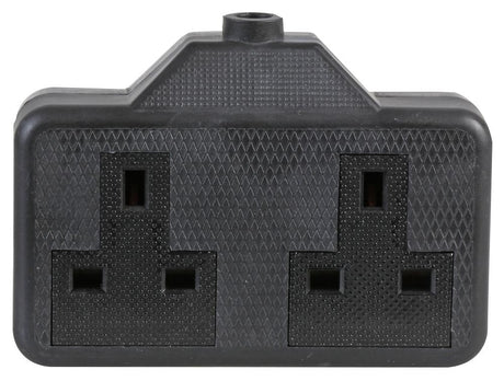 Rubber Trailing Socket, 2 Gang, 250V, 13A - Black