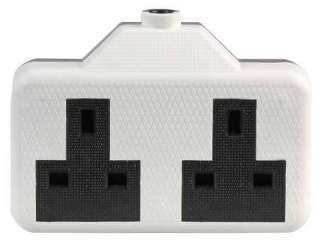Rubber Trailing Socket, 2 Gang, 250V, 13A - White