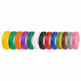 Assorted rolls of colorful pvc insulation tape on a white background