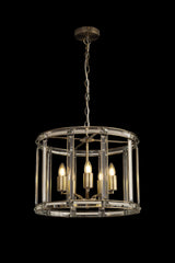 Ellison Round Drum Pendant/Semi Ceiling, 5 x E27, Antique Brass