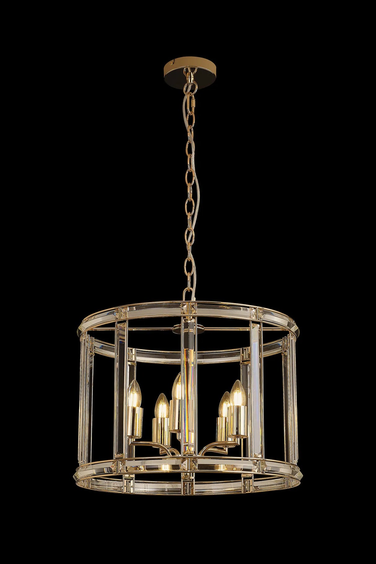 Ellison Round Drum Pendant/Semi Ceiling, 5 x E27, French Gold