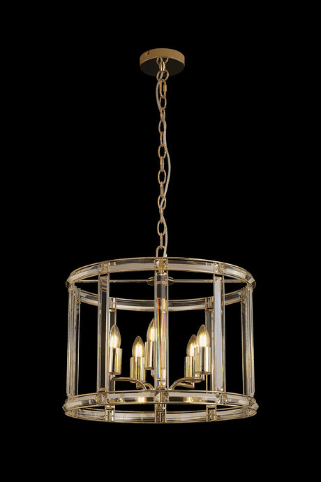 Ellison Round Drum Pendant/Semi Ceiling, 5 x E27, French Gold