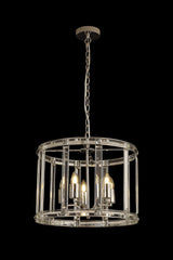 Ellison Round Drum Pendant/Semi Ceiling, 5 x E27, Polished Nickel