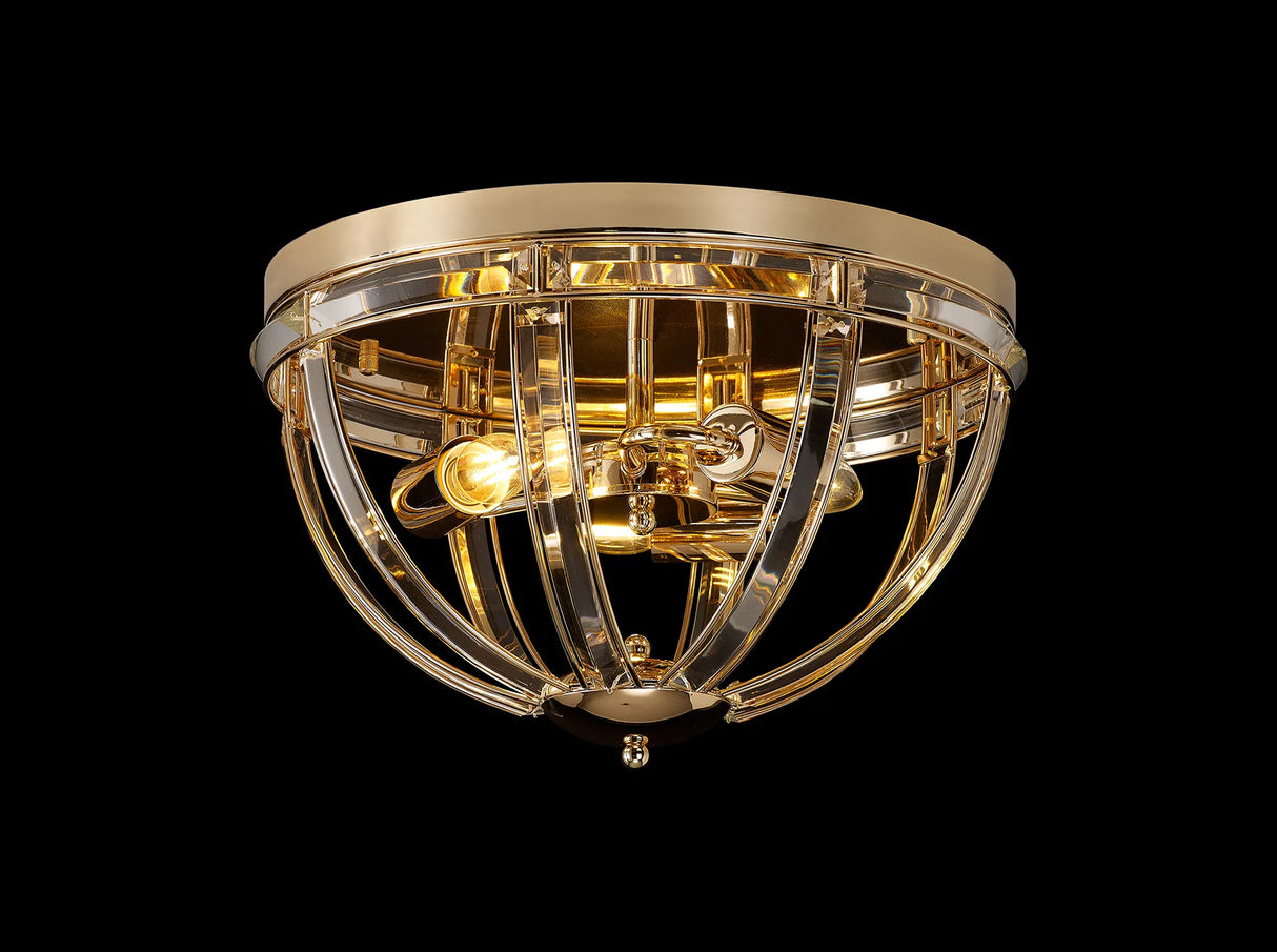 Ellison Round Flush, 3 x E27, French Gold