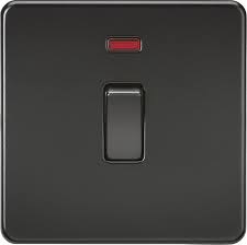 Knightsbridge 20A 1G DP Switch with Neon - Matt Black SF8341NMBB