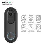 Ener-J Smart Flexi Wireless or Wired Video Doorbell with USB Chime | SHA5357