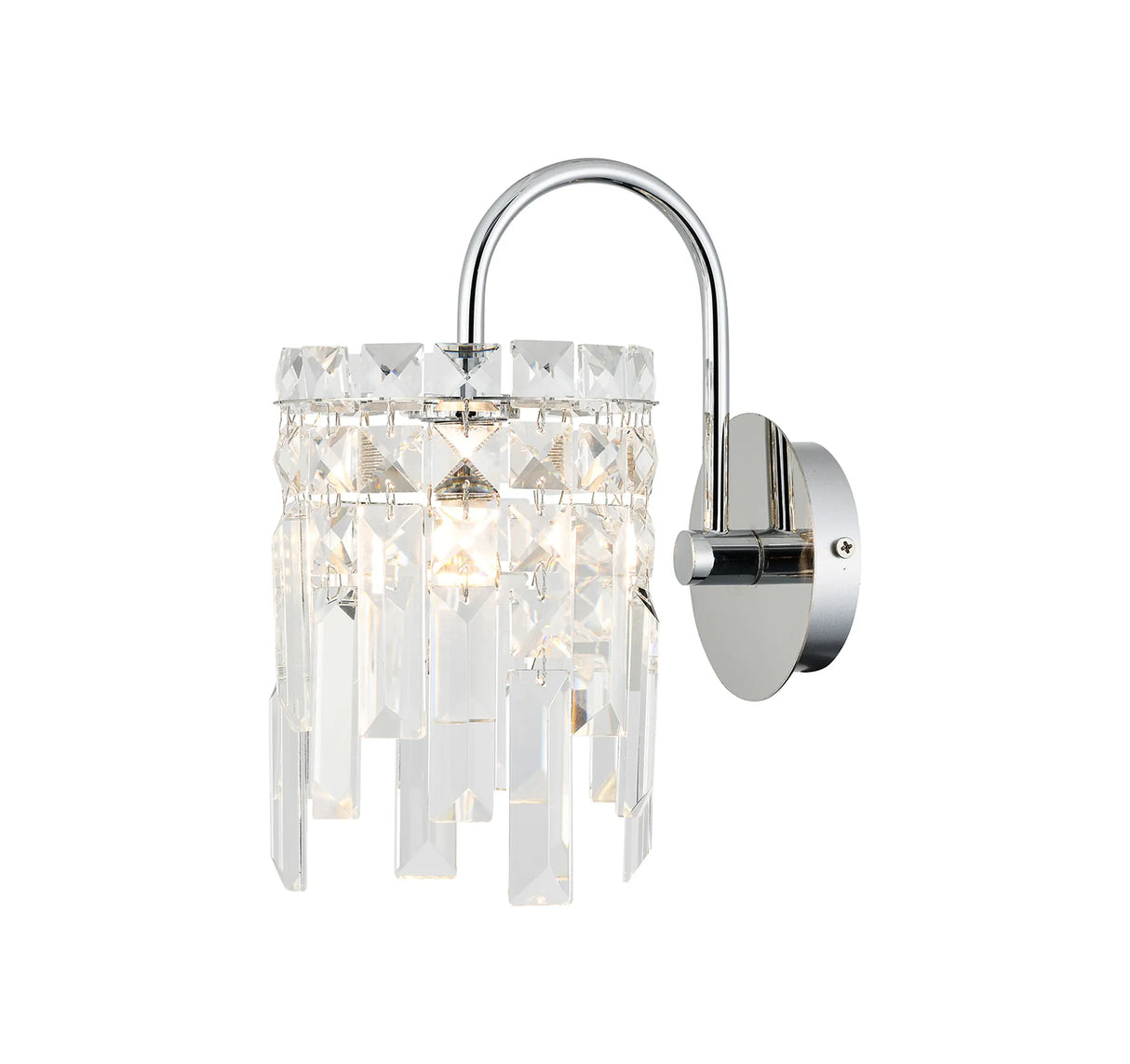 Styles Wall Light, 1 x G9, IP44, Polished Chrome/Crystal