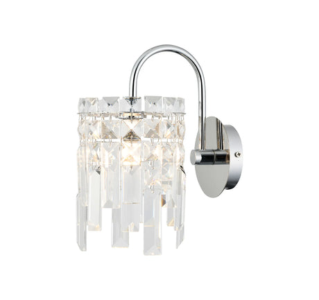 Styles Wall Light, 1 x G9, IP44, Polished Chrome/Crystal