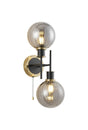Woods Switched Wall Light, 2 x E14 With 15cm Round Segment Glass Shade, Brass, Smoke Plated & Satin Black