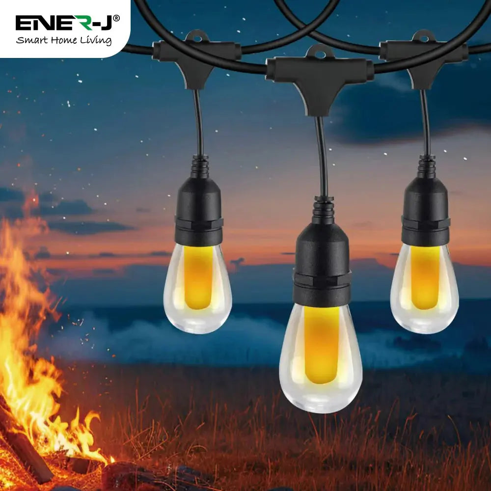 Ener-J LED Filament Bulb Festoon Light Kit 15m Flame Effect - T607