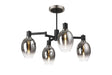 Adamson Swing Arm Semi Ceiling 4 x E14 Satin Nickel/Satin Black/Smoke Fade Wine Glass Glass