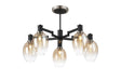 Adamson Swing Arm Semi Ceiling 5 x E14 Satin Nickel/Satin Black/Amber Fade Wine Glass Glass