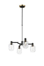 Adamson Swing Arm Telescopic Pendant 4 x E14 Brass/Satin Black/Clear Twisted Cylinder Glass