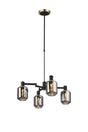 Adamson Swing Arm Telescopic Pendant 4 x E14 Brass/Satin Black/Smoke Twisted Cylinder Glass