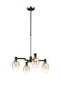 Adamson Swing Arm Telescopic Pendant 4 x E14 Brass/Satin Black/Amber Fade Wine Glass Glass