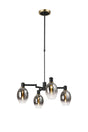 Adamson Swing Arm Telescopic Pendant 4 x E14 Brass/Satin Black/Smoke Fade Wine Glass Glass