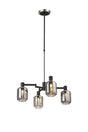 Adamson Swing Arm Telescopic Pendant 4 x E14 Satin Nickel/Satin Black/Smoke Striped Cylinder Glass