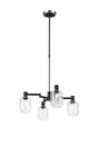 Adamson Swing Arm Telescopic Pendant 4 x E14 Satin Nickel/Satin Black/Clear Twisted Cylinder Glass