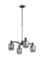 Adamson Swing Arm Telescopic Pendant 4 x E14 Satin Nickel/Satin Black/Smoke Twisted Cylinder Glass